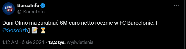 Tyle ma wynosić PENSJA Daniego Olmo w Barcelonie!